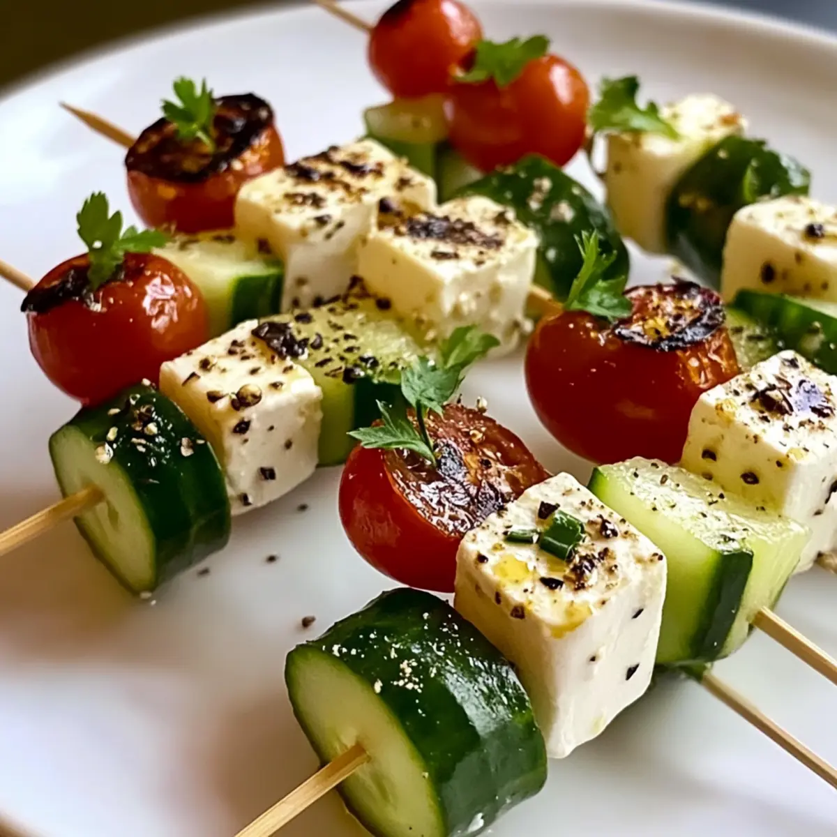 Feta Spieße mit Gurke Rezept